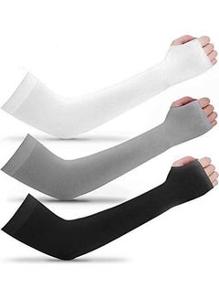 Buy 3-Pair UV Sun Protection Compression Arm Sleeves 15inch in UAE