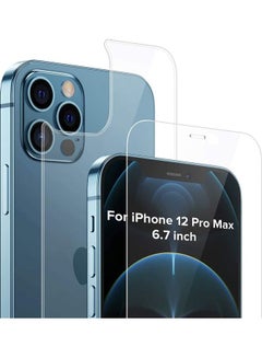 Buy 2-Piece Front And Back Screen Protector For Apple iPhone 12 Pro Max Clear in Saudi Arabia