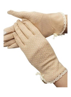 Buy Uv Protection Driving Gloves Beige in Saudi Arabia