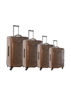 Buy Softside 4-Piece Travel Trolley Luggage Set Yellow in Saudi Arabia