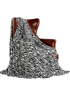Buy Silky Soft Double Bed Blanket Flannel Throw with Zebra Print Microfiber Black/White 127x152cm in UAE