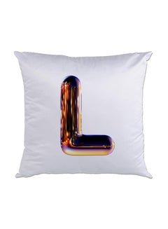 Buy Night Chrome Letter L Printed Cushion polyester Multicolour 40 x 40cm in UAE