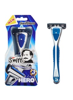 Buy 3 Blade Hero System Shaving Razor Blue/Silver in UAE