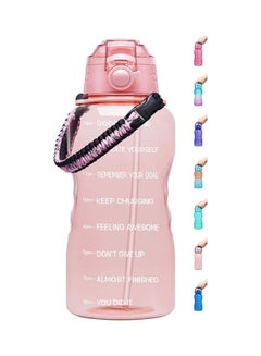 Buy 2L Motivational Water Bottle with Time Marker And Straw in UAE