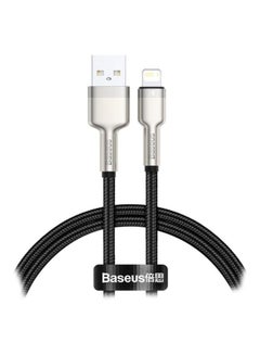 Buy USB-A to Lightning-Fast Charging Data Transfer Cable Cafule Series Braided Nylon 2.4A for iPhone 13 Pro/13 Pro Max/13/13 mini, iPad 9, 12 mini/12/12 Pro and More (25cm) Black/Silver in UAE