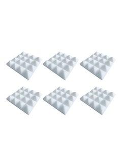 Buy 6-Piece Pyramid Soundproof Foam Studio Acoustic Panel Tile White in Saudi Arabia