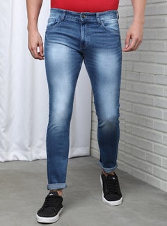اشتري بنطال جينز بتصميم كاجوال وخصر متوسط الارتفاع أزرق في الامارات