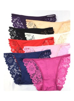 Buy 5 Pieces Pack Womens Solid Lingerie Panties Briefs Multicolour in Saudi Arabia