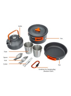 Buy 9-Piece Aluminum Cookware Set With Storage Bag Black/Orange 6.7x3.9cm in Saudi Arabia