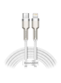 Buy USB C to Lightning Fast Charging Data Transfer Cable PD 20W Cafule Series Power Delivery for iPhone 14/14 Pro/13 Pro/13 Pro Max/13/13 mini, iPad 9, 12 mini/12/12 Pro , 2M White/Silver in UAE