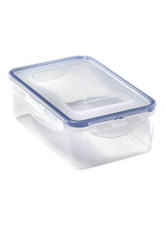 Buy Rectangular Short Food Container With Divider Clear/Blue 151x108x58mm in Egypt