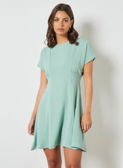Buy Knee Length Dress Sage Green in Saudi Arabia