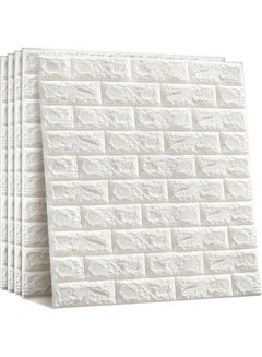 Buy 5-Piece 3D Brick Faux Foam Self-Adhesive Wall Sticker White 70 x 77cm in UAE