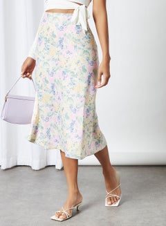 Buy Floral Midi Skirt Multicolour in UAE