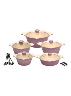 Buy 17-Piece Cookware Set Pink/Beige Casserole 20 cm, Casserole 24 cm, Casserole 28 cm, Casserole 32 cm, Shallow Casserole 28cm in Saudi Arabia