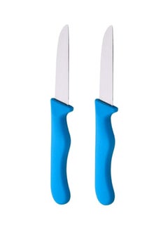 Buy 2-Piece Fruit Knife Set Blue/Silver 18.5cm in UAE