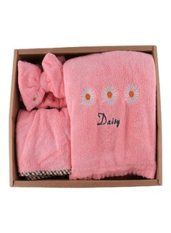 Buy 3-Piece Bath Towel Set Pink 37x26x7cm in Saudi Arabia