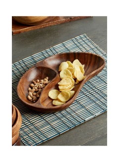 Buy 2 Section Kora Acacia Wood Dish Brown One Size in Saudi Arabia