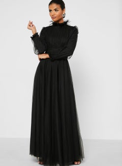 Buy Ruched Detail Dress Black in Saudi Arabia