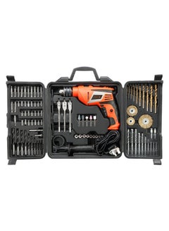 Buy 90-Piece Professional Impact Drill Kit With Case Orange/Black/Gold 11x33x37cm in Saudi Arabia