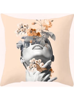 Buy Fancy Girl With Butterfly Design Cushion Cover Multicolour in UAE