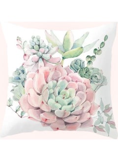Buy Echeveria Rose Design Cushion Cover Multicolour 45x45cm in UAE