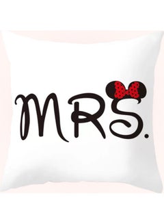 Buy Mrs. Design Printed Cushion Cover White 45x45cm in UAE