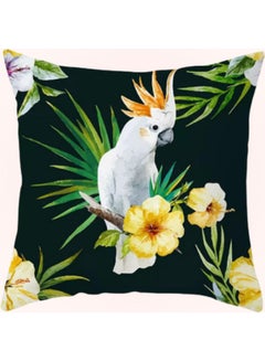 Buy Tropical Bird Design Cushion Cover Multicolour 45x45cm in UAE