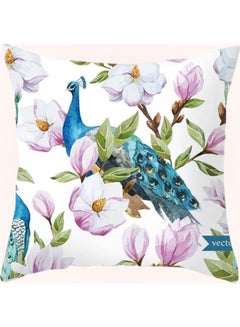 Buy Peacock And Flower Design Decorative Cushion Cover Multicolour in UAE
