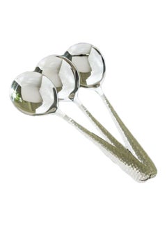 Buy 3-Piece Hammered Soup Spoon Set Silver 17.5x2.25x4.75cm in UAE