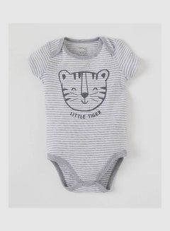 Buy BabyBoy Knitted Short Sleeve Snap Body Grey in UAE