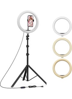 Buy Dimmable LED Ring Light With Tripod Stand White/Warm Yellow/Warm White in UAE