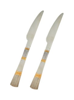 اشتري طقم سكاكين مائدة كاسا مكون من قطعتين فضي / ذهبي 21.5x0.35x2سم في الامارات