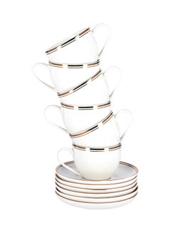 Buy 12-Piece Newbone Cup With Saucer Set White/Gold 8.7x7cm in UAE