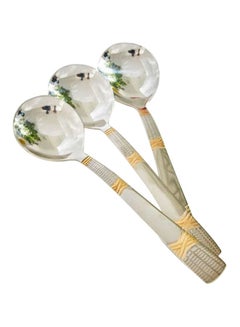 Buy 3-Piece Casa Soup Spoon Set Silver/Gold 18x1.75x4.75cm in UAE
