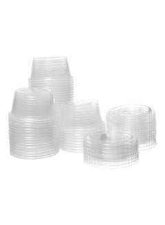 Buy 50 Pieces Disposable Plastic Sauce Cups With Lids Clear in UAE