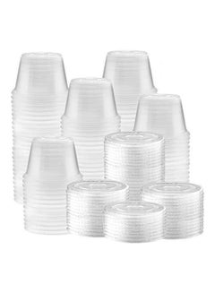 Buy 50 Pieces Disposable Plastic Sauce Cups With Lids Clear in UAE