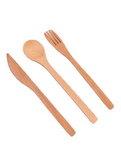 Buy 3-Piece Cutlery Set With Bag Brown/Grey in UAE