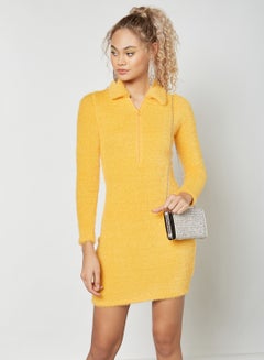 Buy Textured Mini Dress Vibrant 
 Orange in Saudi Arabia