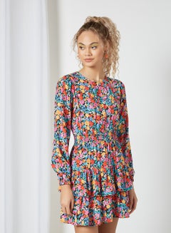 Buy Floral Print Ruffled Dress Multicolour in Egypt