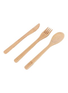 Buy 3-Piece Cutlery Set With Bag Beige in UAE