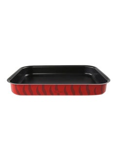 Buy Rectangular Shaped Aluminium Oven Dish Red/Black 27x37cm in UAE