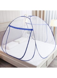 Buy Pop-Up Double Bed Mosquito Net Polyester White/Blue 150x200x145cm in UAE