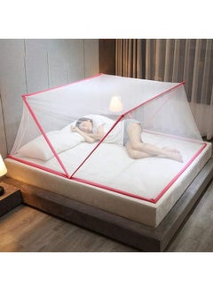 Buy Pop Up Dome Bed Canopy Mosquito Net Fabric White/Pink 1.9x0.8x0.8meter in Saudi Arabia
