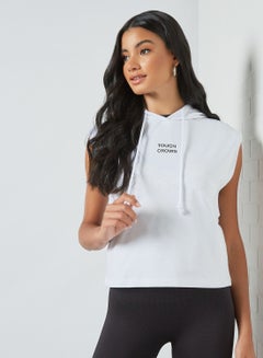 Buy Basic Sleeveless Hoodie Bright White in UAE