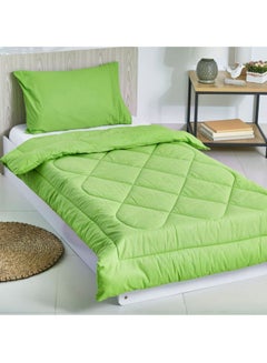 Buy 2-Piece Comforter Set Cotton Green Comforter (135x220 Cm), Pillow Cover (50x75cm in UAE
