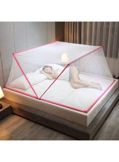 Buy Foldable Portable Mosquito Net Fabric Pink/White 1.9x0.8x0.8meter in Egypt