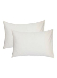 Buy 2-Piece Pillow Cover Set cotton White 50x75cm in UAE
