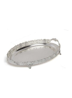 Buy Silver Plated Oval Shaped Serving Tray Silver 62 x 44 x 6cm in Saudi Arabia