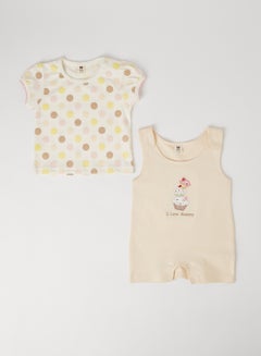 Buy Baby Girls Casual Comfortable Top And Onesies Set Multicolour in UAE